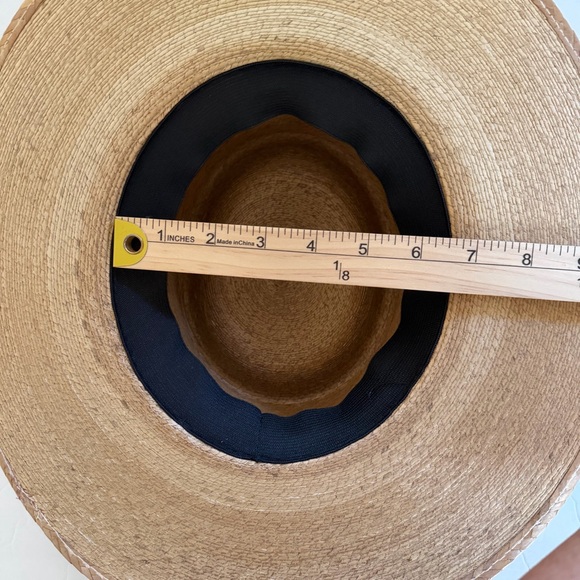 Tan Straw Boater Brim Hat with Floral Band and Tassel - Picture 6 of 11